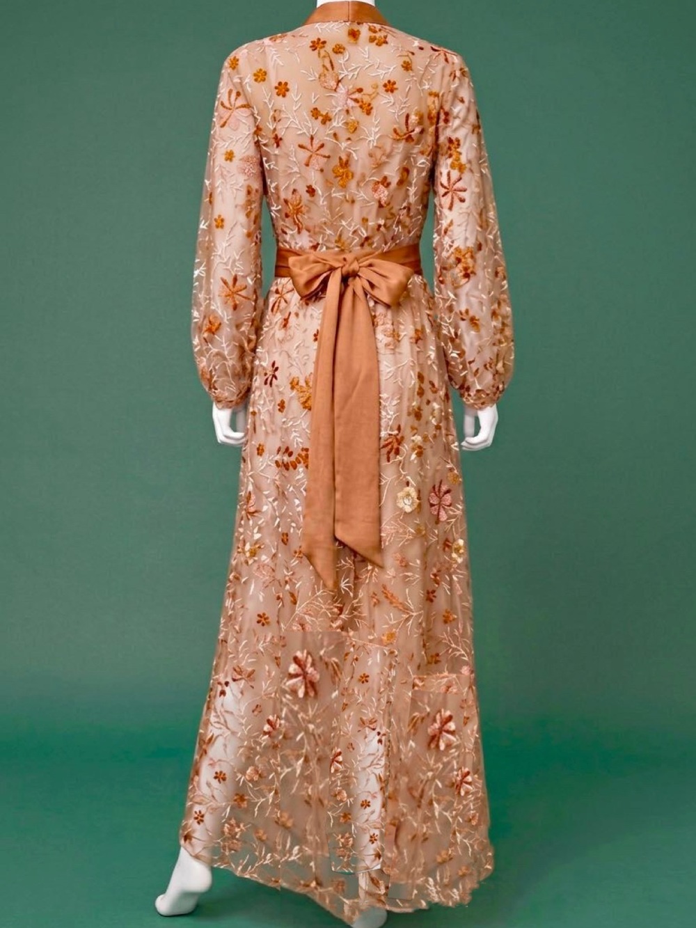 BL^NK Laksina Bronze Hand Embroidered Wrap Maxi Size Small NWT - Picture 2 of 10